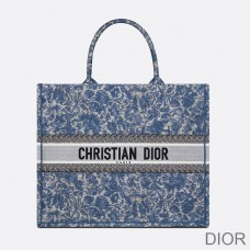 Dior Book Tote Brocart Motif Canvas Blue - Christian Dior Outlet