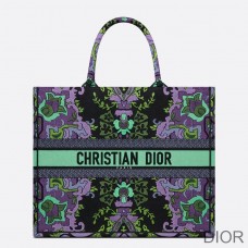 Dior Book Tote Indian Purple Motif Canvas Multicolor - Christian Dior Outlet