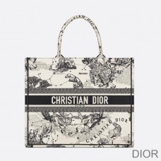 Dior Book Tote Toile de Jouy Zodiac Motif Canvas White - Christian Dior Outlet