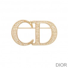 Dior CD Brooch Metal with White Crystals Gold - Christian Dior Outlet