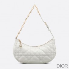 Dior CD Lounge Bag Cannage Lambskin White - Christian Dior Outlet