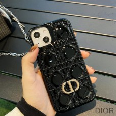 Dior CD iPhone Case Cannage Patent Leather Black - Christian Dior Outlet