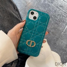 Dior CD iPhone Case Cannage Patent Leather Blue - Christian Dior Outlet