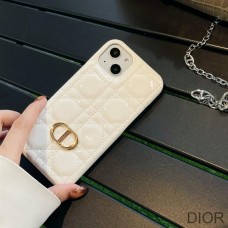 Dior CD iPhone Case Cannage Patent Leather White - Christian Dior Outlet