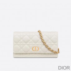 Dior Caro Belt Pouch with Chain Cannage Calfskin White - Christian Dior Outlet