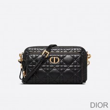 Dior Caro Double Pouch Cannage Calfskin Black - Christian Dior Outlet