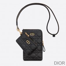 Dior Caro Multifunctional Pouch Cannage Calfskin Black - Christian Dior Outlet