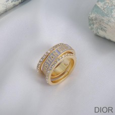 Dior Code Ring Set Metal, Crystals and Lacquer Gold/White - Christian Dior Outlet