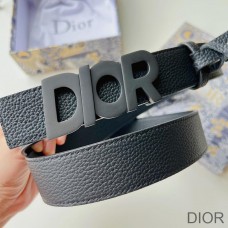 Dior Italic Buckle Reversible Belt Grained Calfskin Black - Christian Dior Outlet