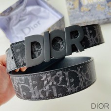 Dior Italic Buckle Reversible Belt Oblique Galaxy Leather Black - Christian Dior Outlet