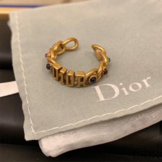 Dior Open Chain Ring with Multicolor Crystals Gold - Christian Dior Outlet