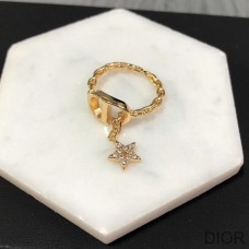 Dior Petit CD Ring Metal and White Crystals Gold - Christian Dior Outlet