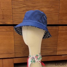 Dior Reversible Bucket Hat Teddy Oblique Cotton Blue - Christian Dior Outlet