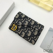 Dior Saddle Flap Card Holder Oblique Motif Canvas Blue - Christian Dior Outlet