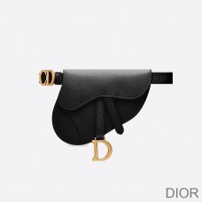 Dior Saddle Flat Belt Pouch Grained Calfskin Black - Christian Dior Outlet
