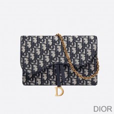 Dior Saddle Pouch Oblique Motif Canvas Blue - Christian Dior Outlet
