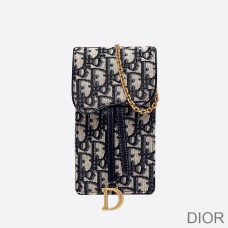 Dior Saddle Vertical Pouch Oblique Motif Canvas Blue - Christian Dior Outlet