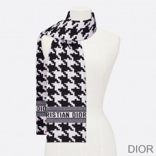 Dior Scarf Macro Houndstooth Technical Cashmere and Wool Black - Christian Dior Outlet