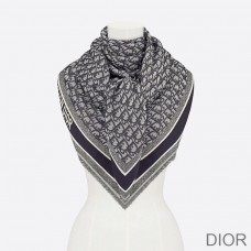Dior Shawl D - Oblique Wool, Silk and Cashmere Navy Blue - Christian Dior Outlet