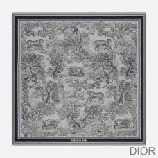 Dior Shawl Toile de Jouy Wool, Silk and Cotton Grey - Christian Dior Outlet