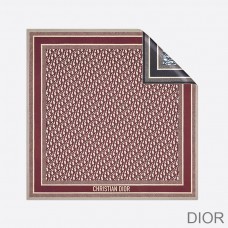 Dior Square Scarf Oblique Diortwin Silk Burgundy/Navy Blue - Christian Dior Outlet