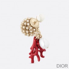 Dior Tribales Earrings Metal, Pearls, Freshwater Pearl and Lacquer Coral Gold/Red - Christian Dior Outlet