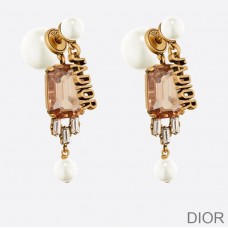 Dior Tribales Earrings Metal, White Resin Pearls And Crystals Brown - Christian Dior Outlet