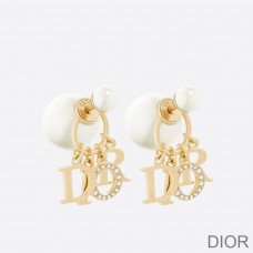 Dior Tribales Earrings Metal, White Resin Pearls and White Crystals Gold - Christian Dior Outlet