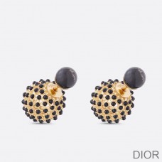 Dior Tribales Earrings Metal and Stone - Effect Pearls Gold/Black - Christian Dior Outlet