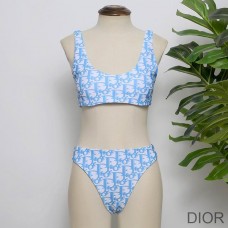 Dior Two - Piece Swimsuit Women Oblique Jacquard Lycra Sky Blue - Christian Dior Outlet