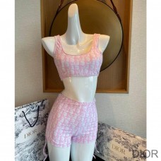 Dior Two - Piece Swimsuit Women Oblique Jacquard Nylon Pink - Christian Dior Outlet