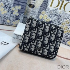 Dior Zipped Wallet Oblique Motif Canvas Blue - Christian Dior Outlet