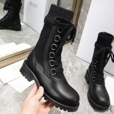 Diorland Lace - up Boots Women Calfskin and Cotton Black - Christian Dior Outlet