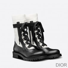Diorland Lace - up Boots Women Calfskin and Cotton Black/White - Christian Dior Outlet