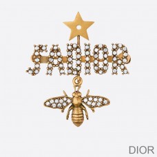 J''Adior Brooch with Bee Star White Crystals Gold - Christian Dior Outlet