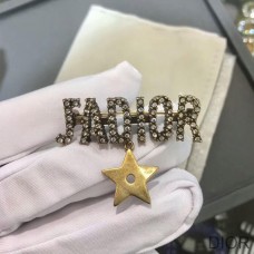 J''Adior Brooch with Star White Crystals Gold - Christian Dior Outlet
