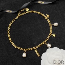 J''Adior Choker Metal, White Resin Pearls Gold - Christian Dior Outlet