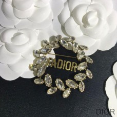 J''Adior Laurel Brooch Gold - Finish Metal and Silver Crystals Gold - Christian Dior Outlet