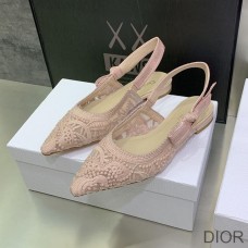 J''Adior Slingback Ballerina Flats Women D - Lace Macrame Motif Mesh Cherry - Christian Dior Outlet