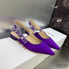 J''Adior Slingback Ballerina Flats Women Satin and Cotton Purple - Christian Dior Outlet