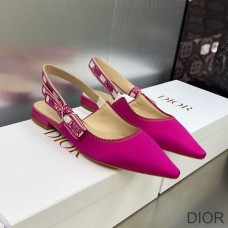 J''Adior Slingback Ballerina Flats Women Satin and Cotton Rose - Christian Dior Outlet