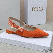 J''Adior Slingback Ballerina Flats Women Technical Fabric Orange - Christian Dior Outlet