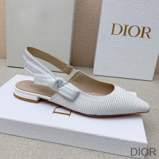 J''Adior Slingback Ballerina Flats Women Technical Fabric White - Christian Dior Outlet
