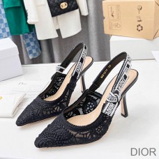J''Adior Slingback Pumps Women D - Lace Macrame Motif Mesh Black - Christian Dior Outlet