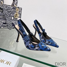 J''Adior Slingback Pumps Women Mizza Motif Canvas Blue - Christian Dior Outlet