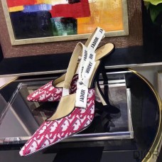 J''Adior Slingback Pumps Women Oblique Motif Canvas Burgundy - Christian Dior Outlet