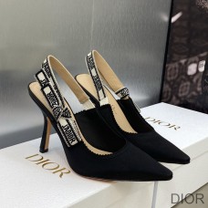 J''Adior Slingback Pumps Women Satin and Cotton Black - Christian Dior Outlet