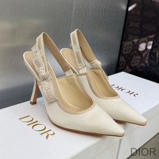 J''Adior Slingback Pumps Women Satin and Cotton White - Christian Dior Outlet