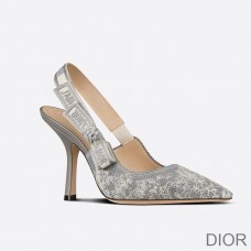 J''Adior Slingback Pumps Women Toile de Jouy Motif Cotton Grey - Christian Dior Outlet