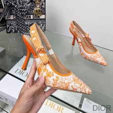 J''Adior Slingback Pumps Women Toile de Jouy Motif Cotton Orange - Christian Dior Outlet